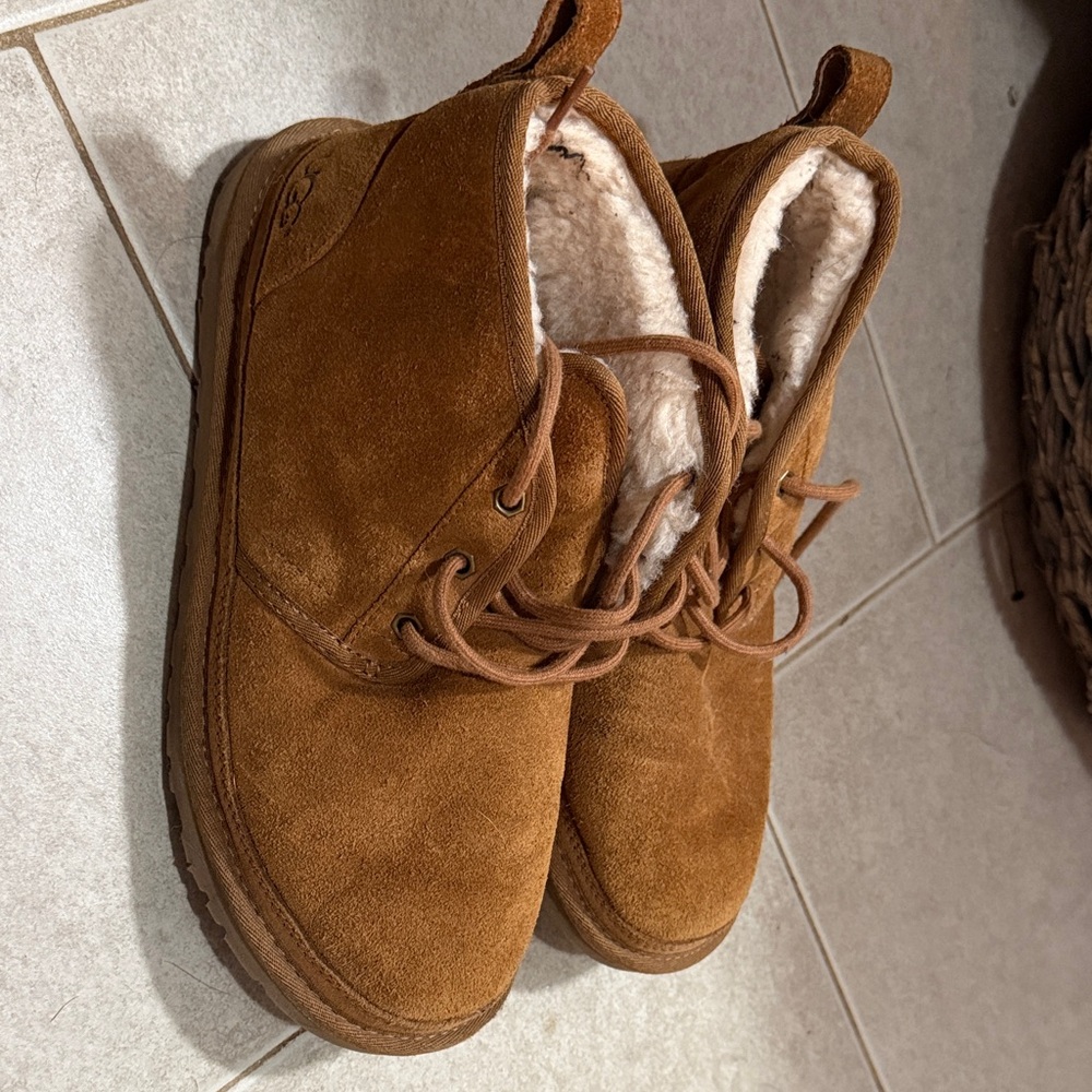 Ugg Brown Suede Ankle Boots with Fur Lining